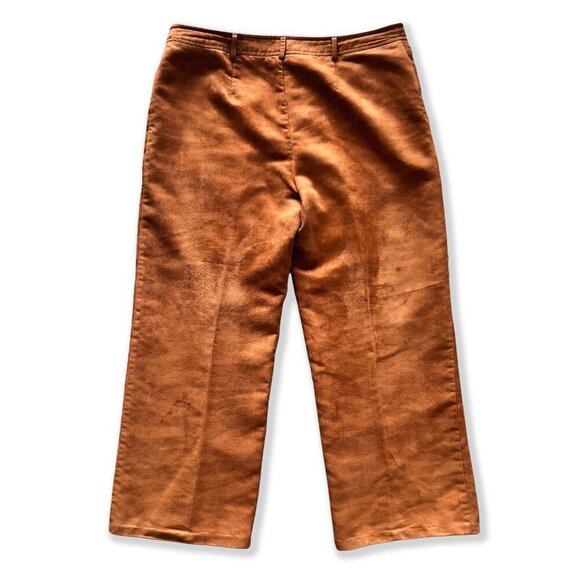 Vintage 90s Faux Suede Pants – Burnt Orange Tan Western Cowgirl Y2K Boho - Picture 3 of 4